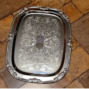 Elegant Vintage Kensington Silver Tone Ornate Tray No 7883